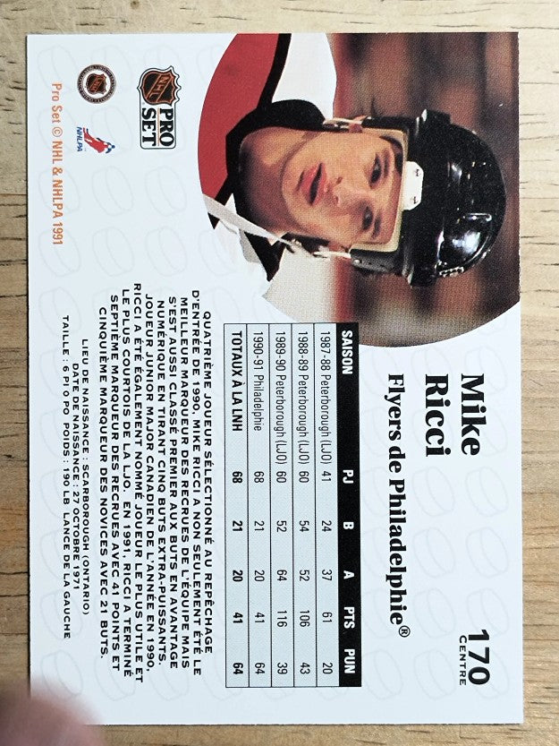 1991-92 Pro Set French #170 Mike Ricci