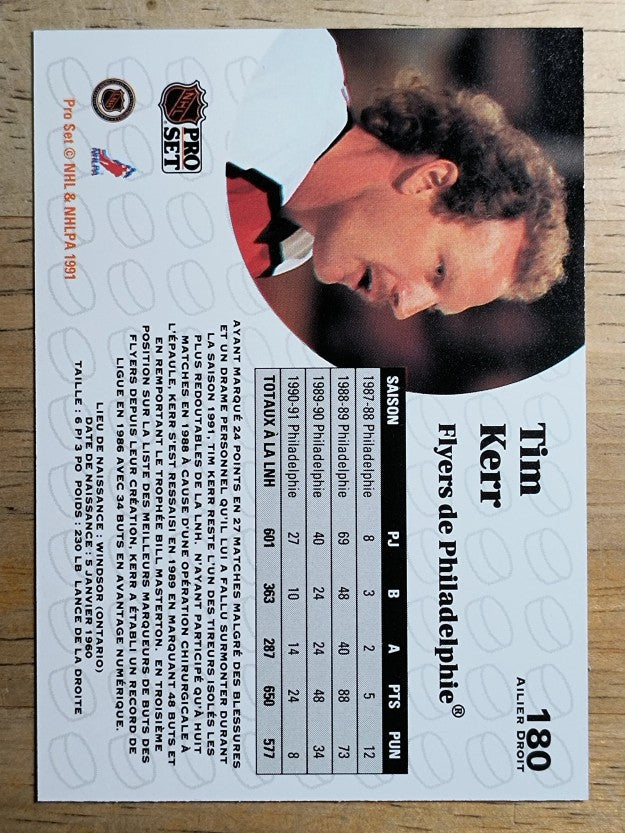 1991-92 Pro Set French #180 Tim Kerr UER