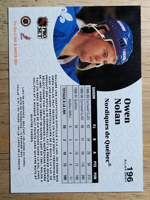 1991-92 Pro Set French #196 Owen Nolan