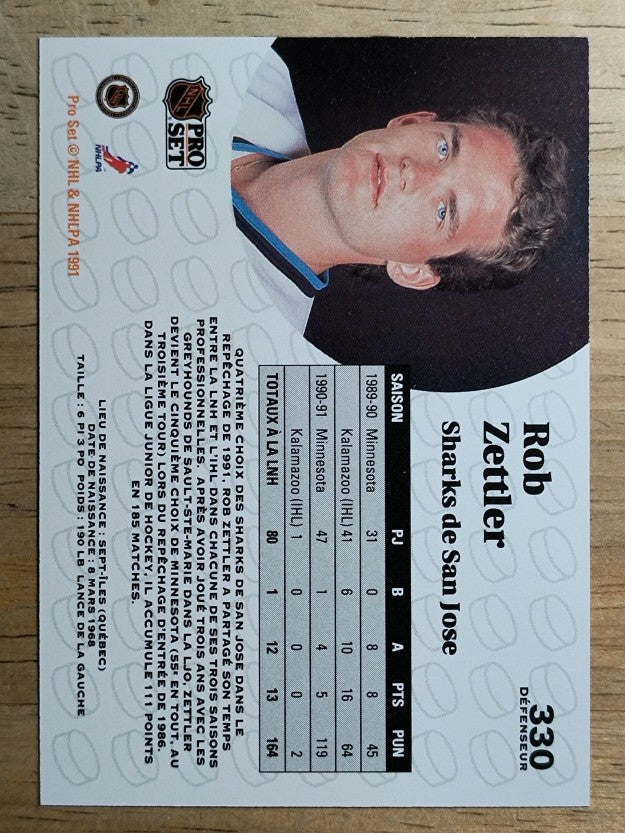 1991-92 Pro Set French #330 Rob Zettler