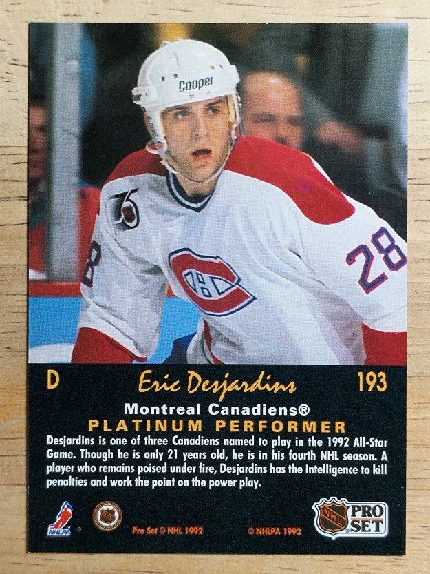 1991-92 Pro Set Platinum #193 Eric Desjardins