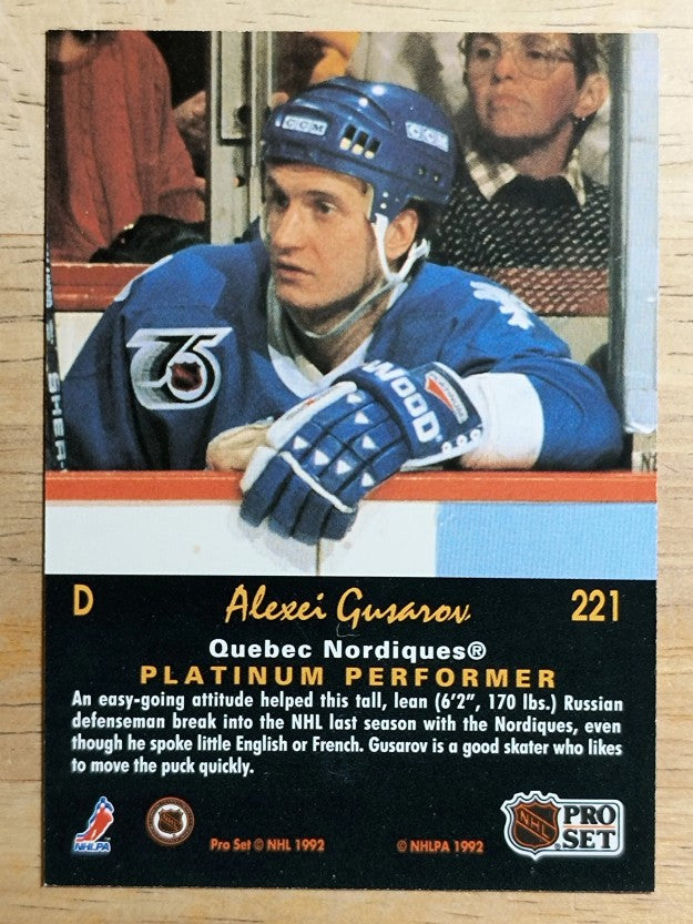 1991-92 Pro Set Platinum #221 Alexei Gusarov RC