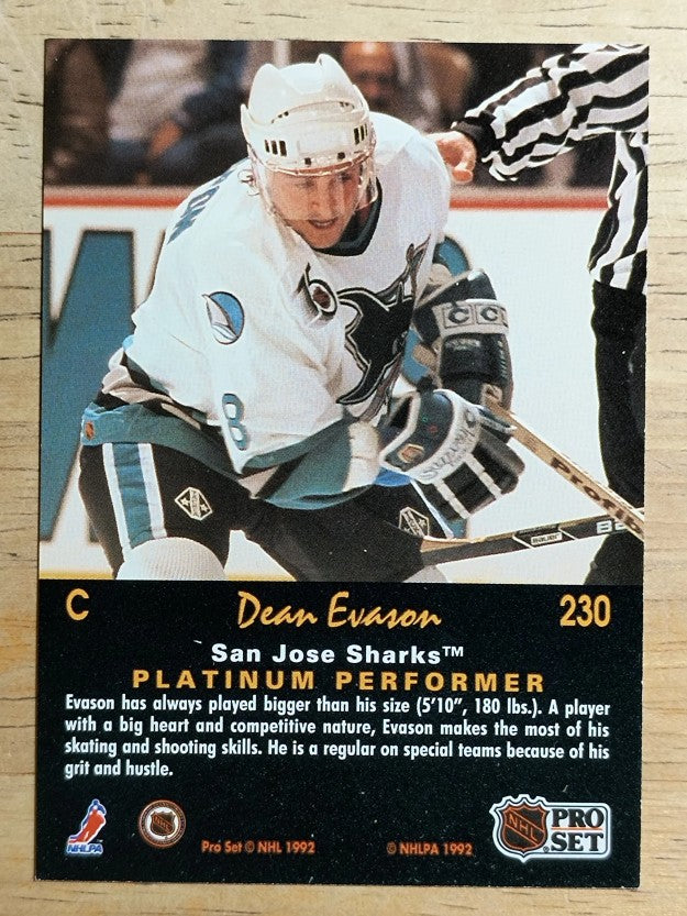 1991-92 Pro Set Platinum #230 Dean Evason