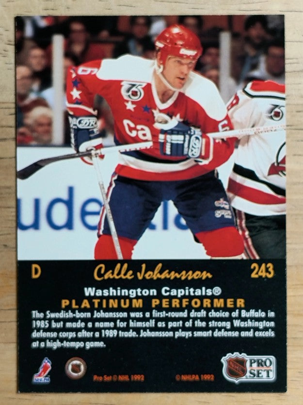 1991-92 Pro Set Platinum #243 Calle Johansson