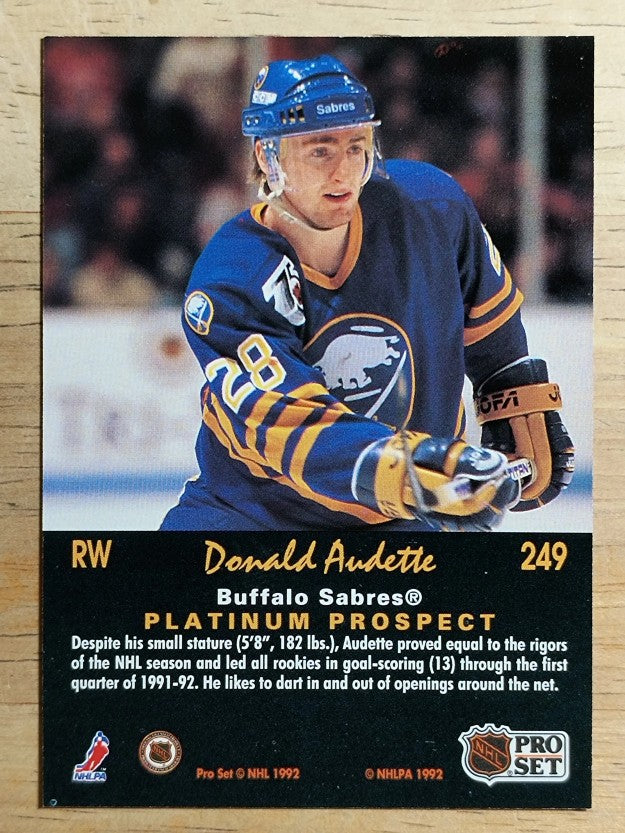 1991-92 Pro Set Platinum #249 Donald Audette