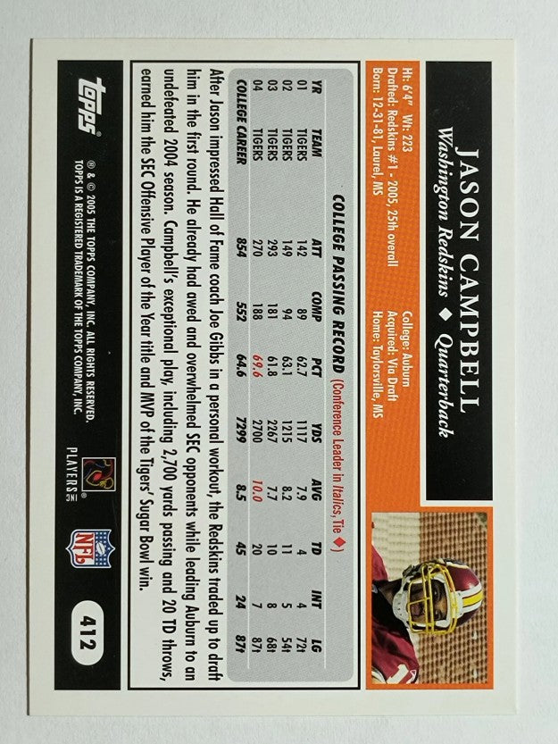 2005 Topps #412 Jason Campbell RC
