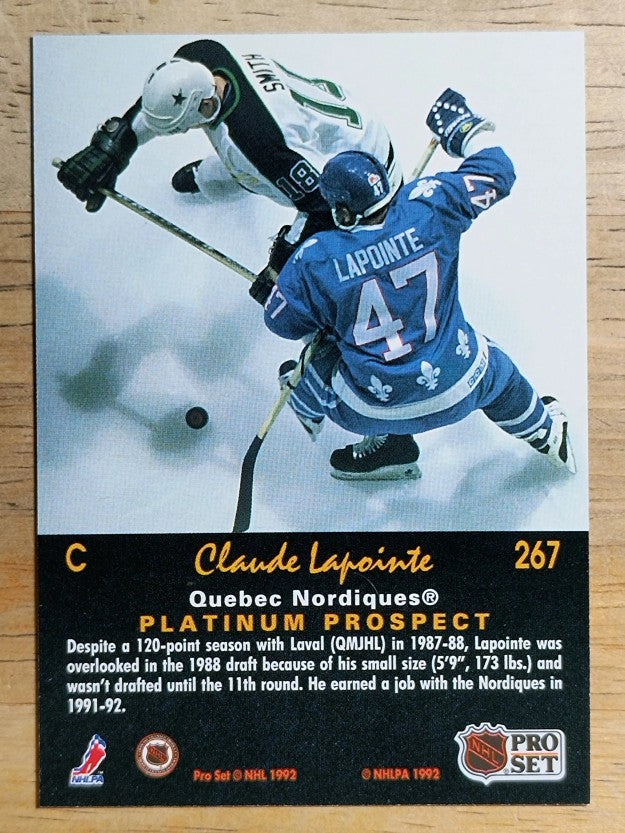 1991-92 Pro Set Platinum #267 Claude Lapointe RC