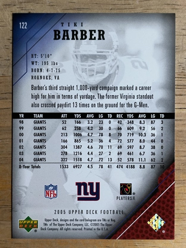 2005 Upper Deck #122 Tiki Barber