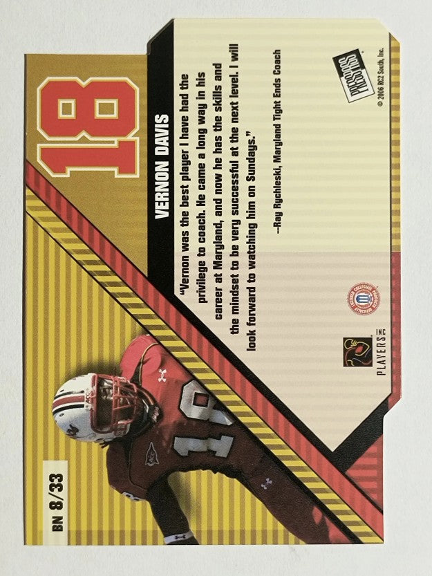 2006 Press Pass Big Numbers #BN8 Vernon Davis