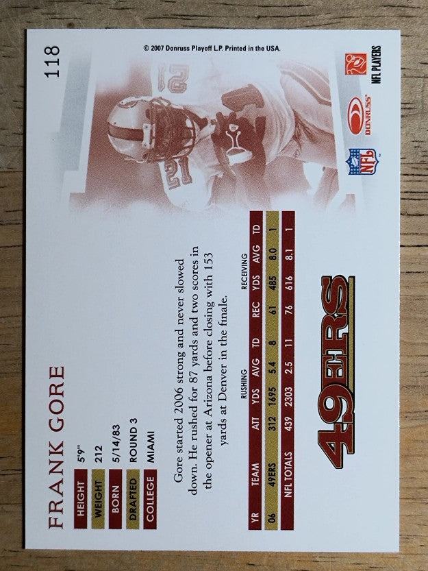 2007 Donruss Threads #118 Frank Gore