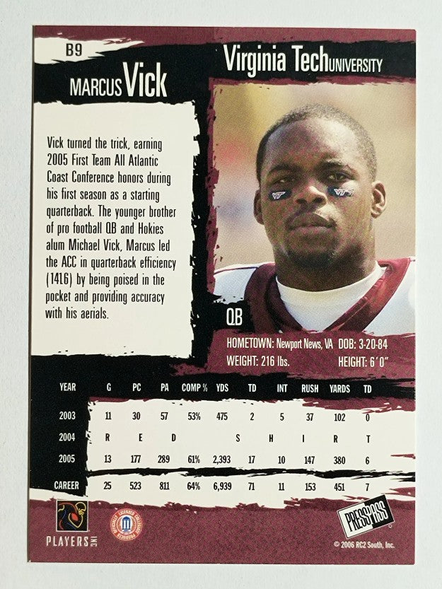 2006 Press Pass Blue #9 Marcus Vick