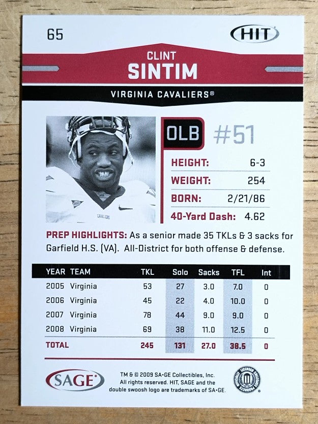2009 SAGE HIT #65 Clint Sintim