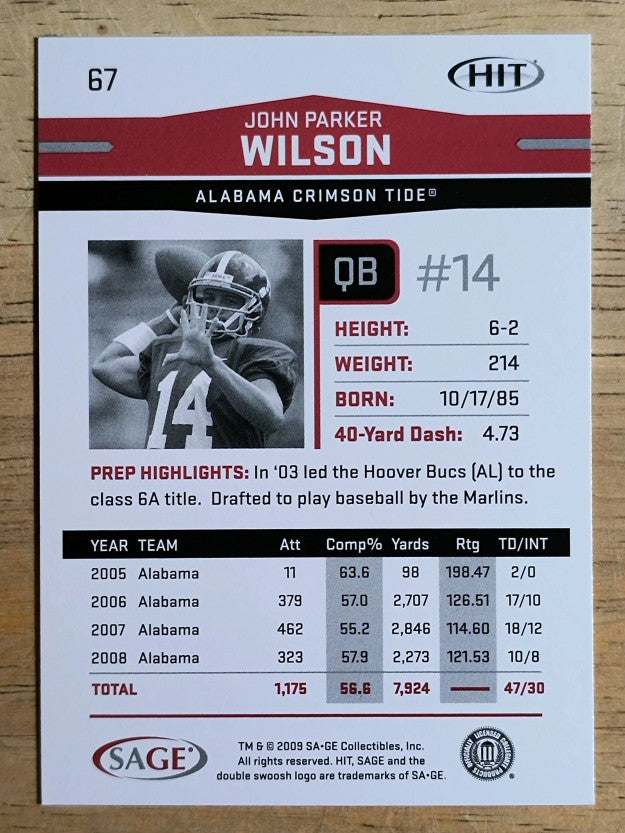 2009 SAGE HIT #67 John Parker Wilson