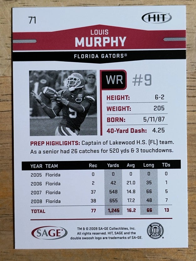 2009 SAGE HIT #71 Louis Murphy