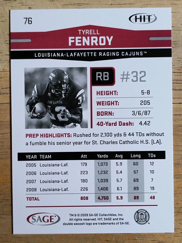 2009 SAGE HIT #76 Tyrell Fenroy