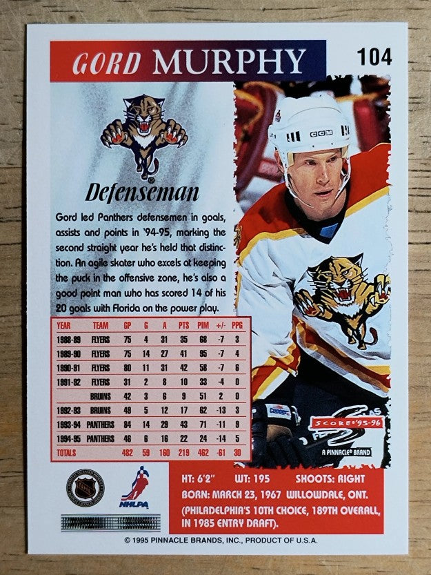 1995-96 Score #104 Gord Murphy
