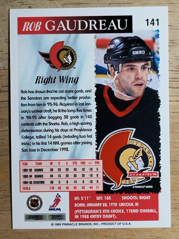 1995-96 Score #141 Rob Gaudreau