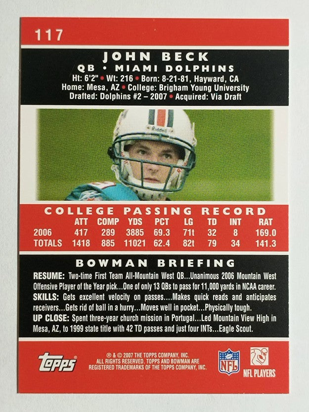 2007 Bowman #117 John Beck RC