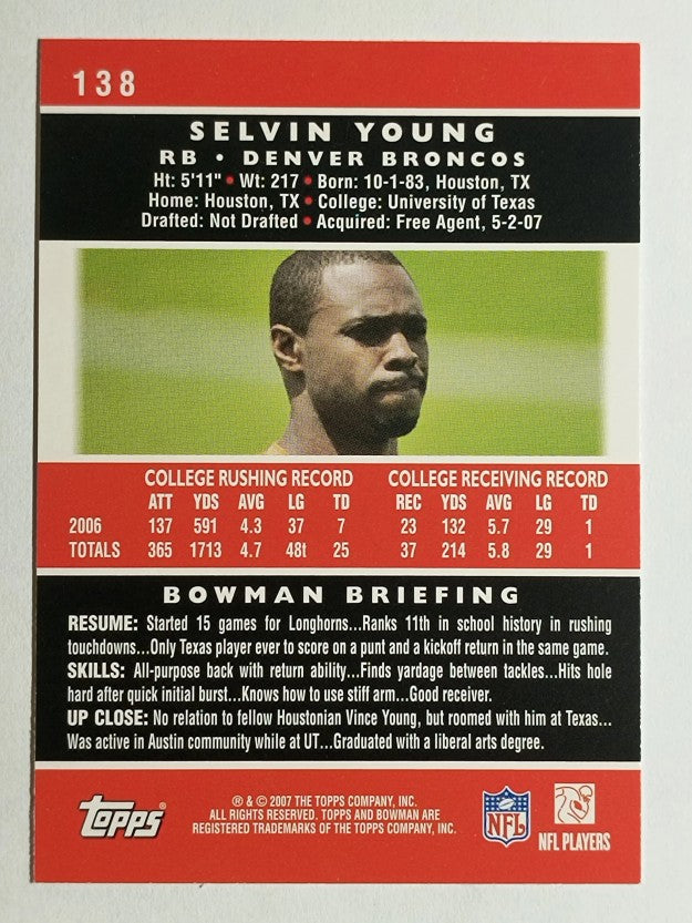 2007 Bowman #138 Selvin Young RC