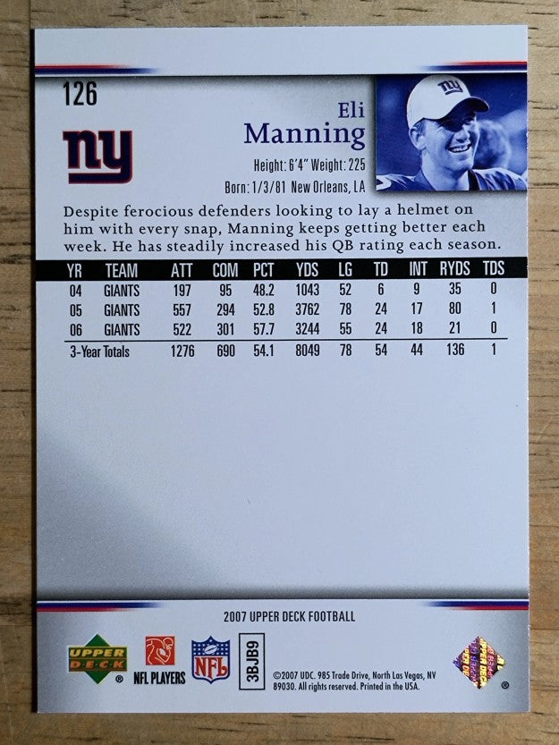 2007 Upper Deck #126 Eli Manning