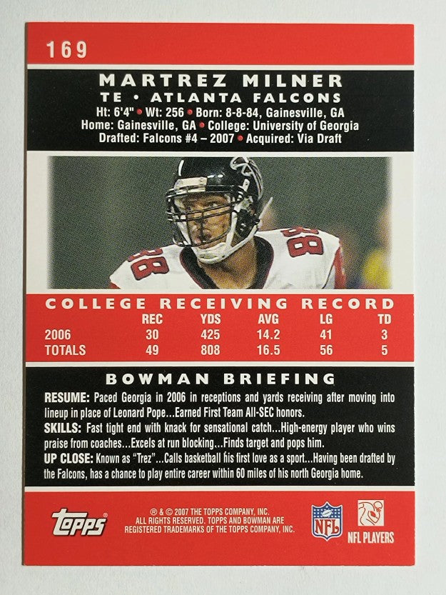 2007 Bowman #169 Martrez Milner RC