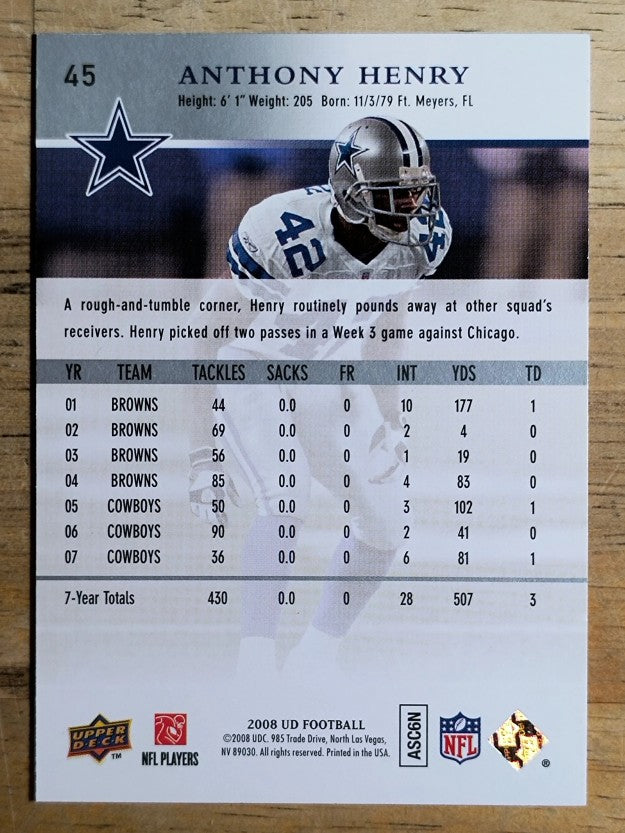 2008 Upper Deck #45 Anthony Henry