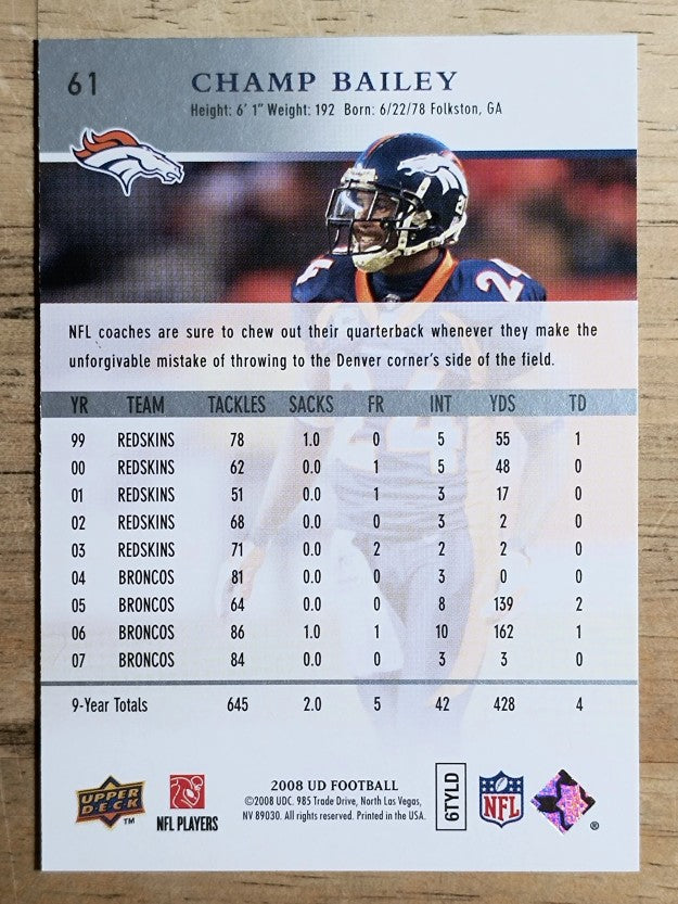 2008 Upper Deck #61 Champ Bailey
