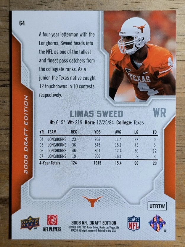 2008 Upper Deck Draft Edition #64 Limas Sweed RC