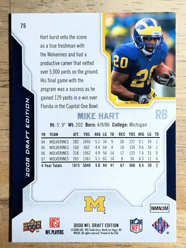 2008 Upper Deck Draft Edition #75 Mike Hart RC