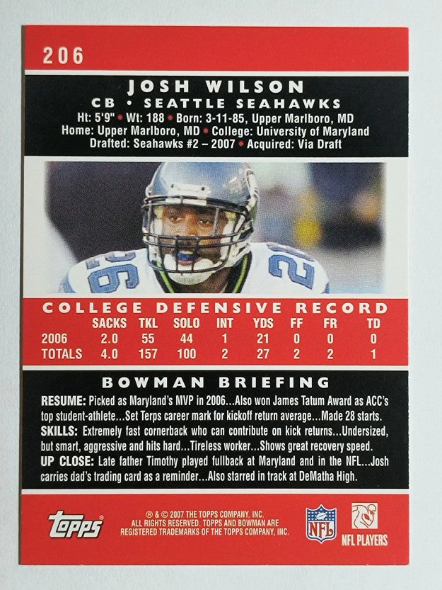 2007 Bowman #206 Josh Wilson RC