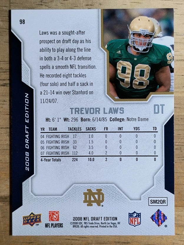 2008 Upper Deck Draft Edition Red #98 Trevor Laws