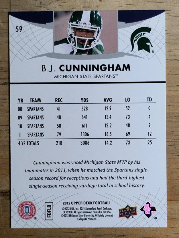 2012 Upper Deck #59 B.J. Cunningham