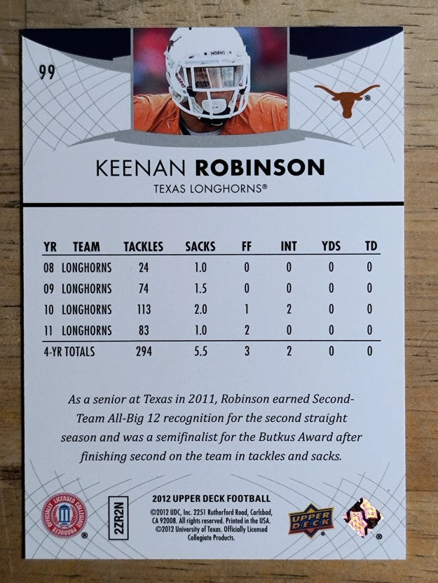 2012 Upper Deck #99 Keenan Robinson