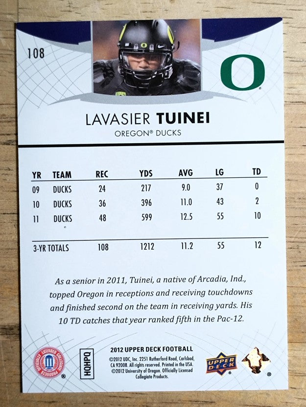 2012 Upper Deck #108 Lavasier Tuinei