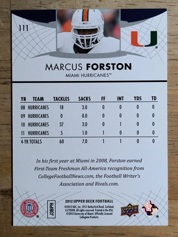 2012 Upper Deck #111 Marcus Forston