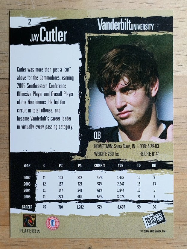 2006 Press Pass #2 Jay Cutler