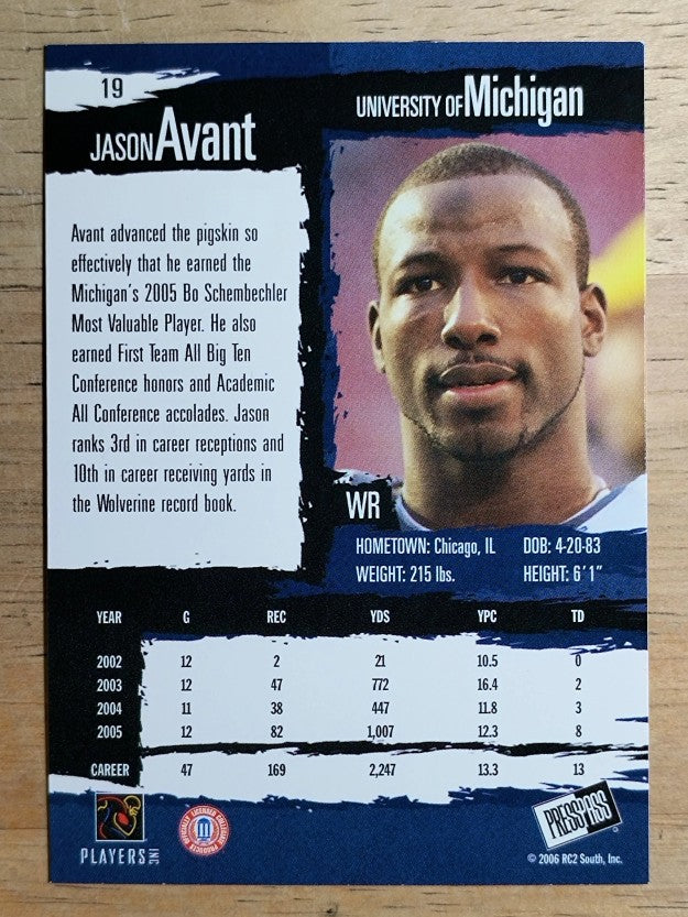 2006 Press Pass #19 Jason Avant