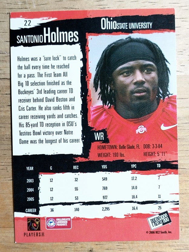 2006 Press Pass #22 Santonio Holmes