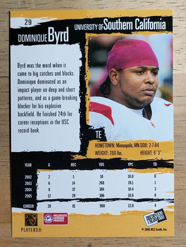 2006 Press Pass #29 Dominique Byrd