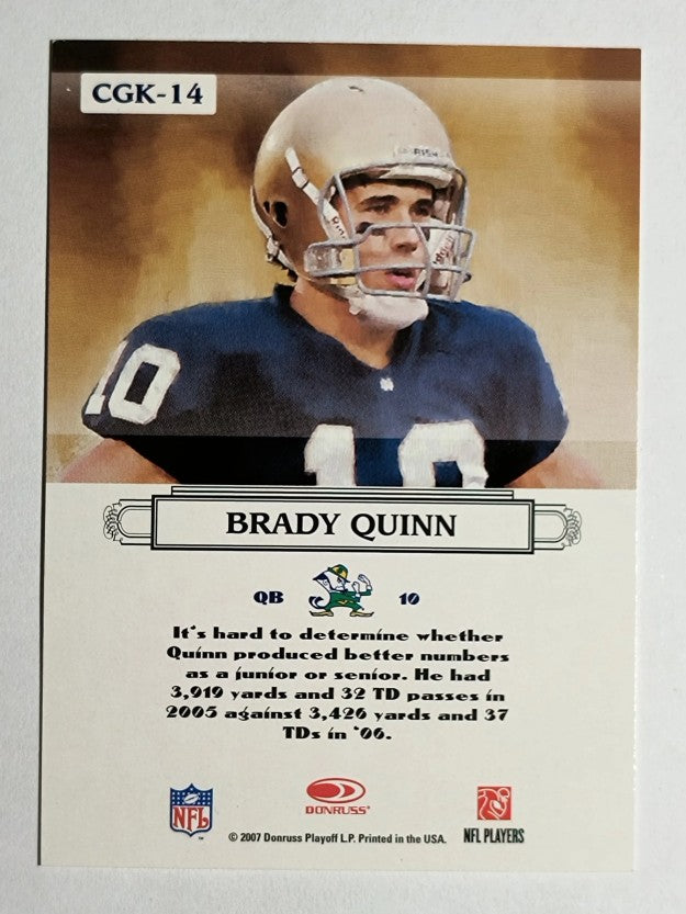 2007 Donruss Threads College Gridiron Kings Gold #14 Brady Quinn