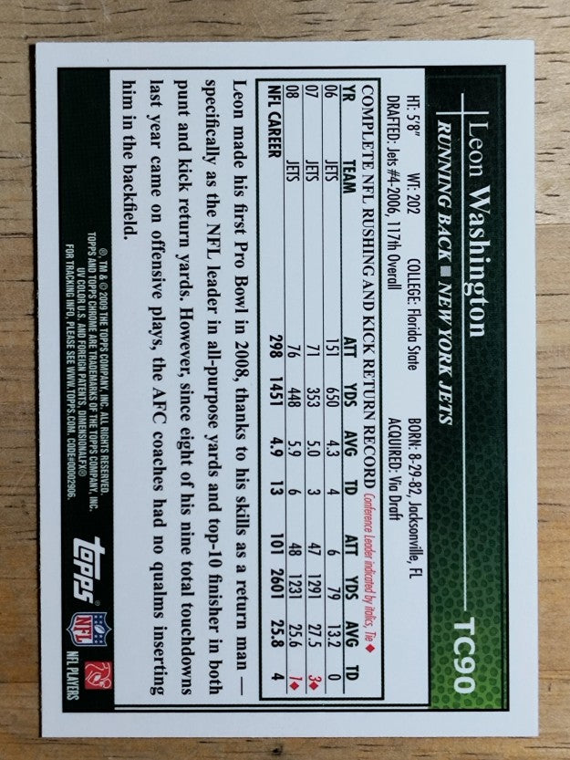 2009 Topps Chrome #TC90 Leon Washington
