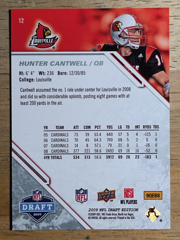 2009 Upper Deck Draft Edition #12 Hunter Cantwell RC