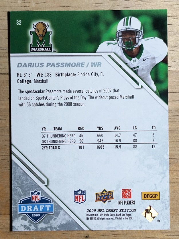 2009 Upper Deck Draft Edition #32 Darius Passmore RC