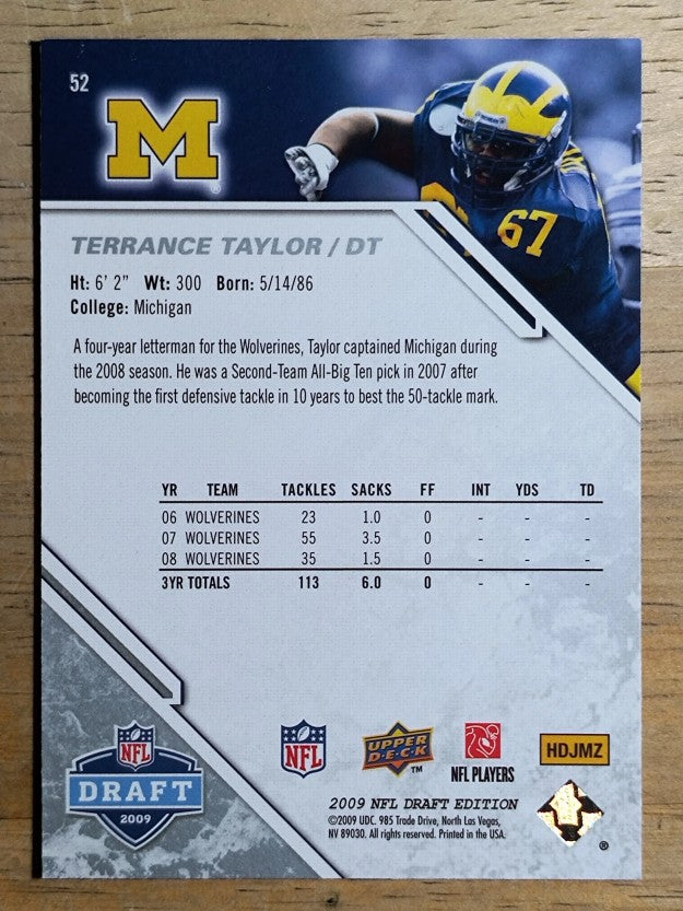 2009 Upper Deck Draft Edition #52 Terrance Taylor RC