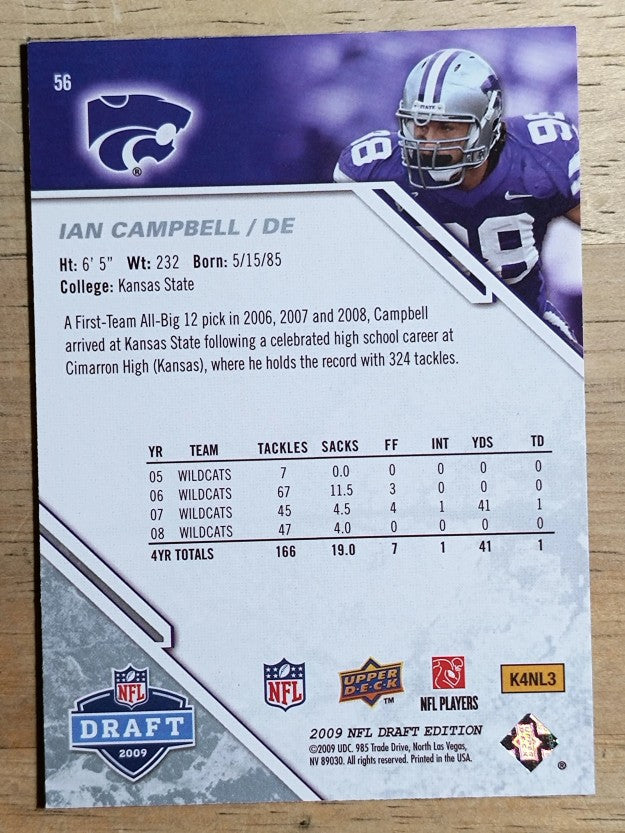 2009 Upper Deck Draft Edition #56 Ian Campbell RC
