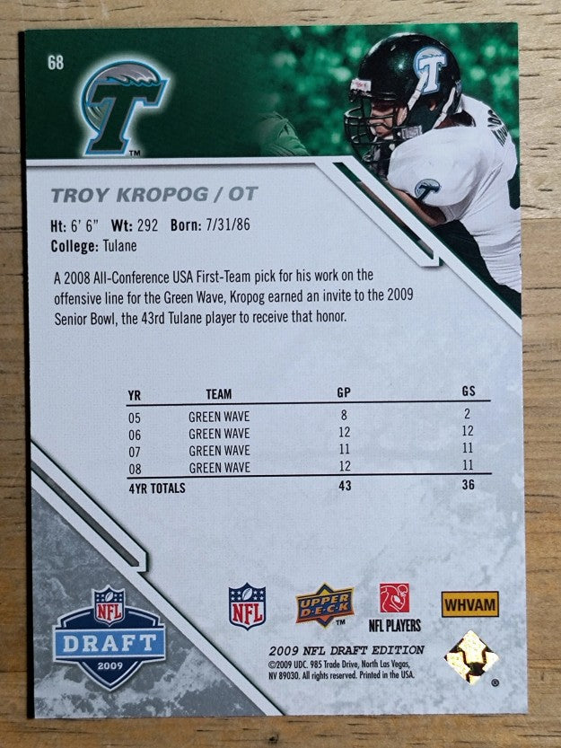 2009 Upper Deck Draft Edition #68 Troy Kropog RC
