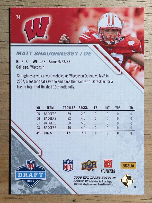 2009 Upper Deck Draft Edition #74 Matt Shaughnessy RC