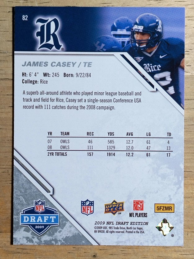 2009 Upper Deck Draft Edition #82 James Casey RC