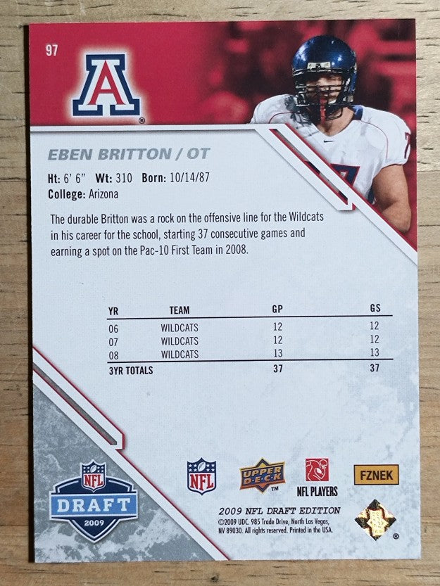 2009 Upper Deck Draft Edition #97 Eben Britton RC
