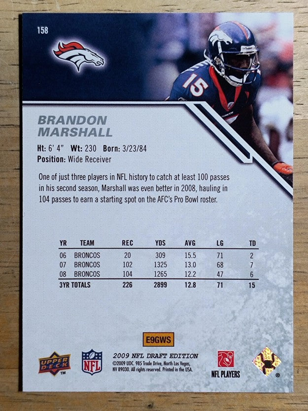 2009 Upper Deck Draft Edition #158 Brandon Marshall